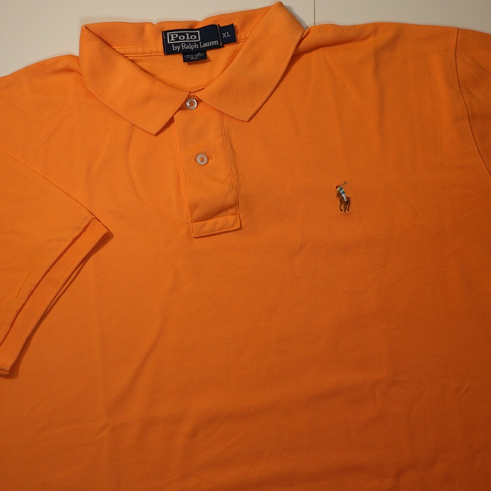Polo Ralph Lauren Polo Shirt Mens XL Orange Pima Cotton Short Sleeve Pony Logo